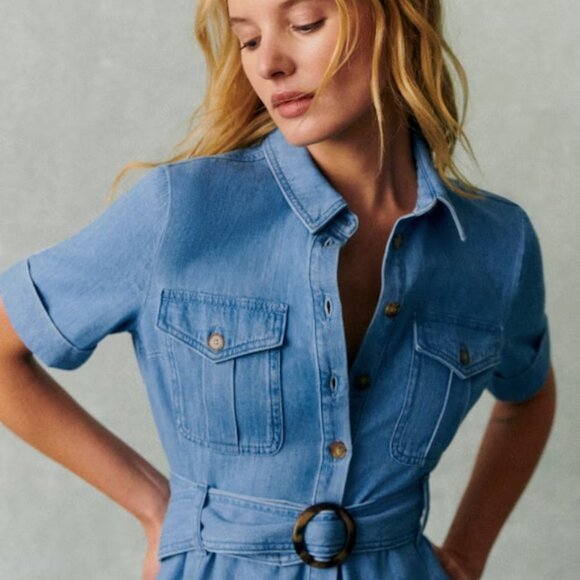 Sezane Blue Midi Dress - Picture 4 of 11